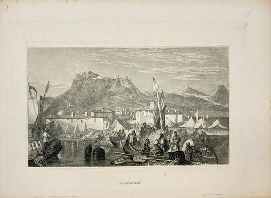 Original Antique Engraving - Karl Reiss - Corinth City in Greece - E5
