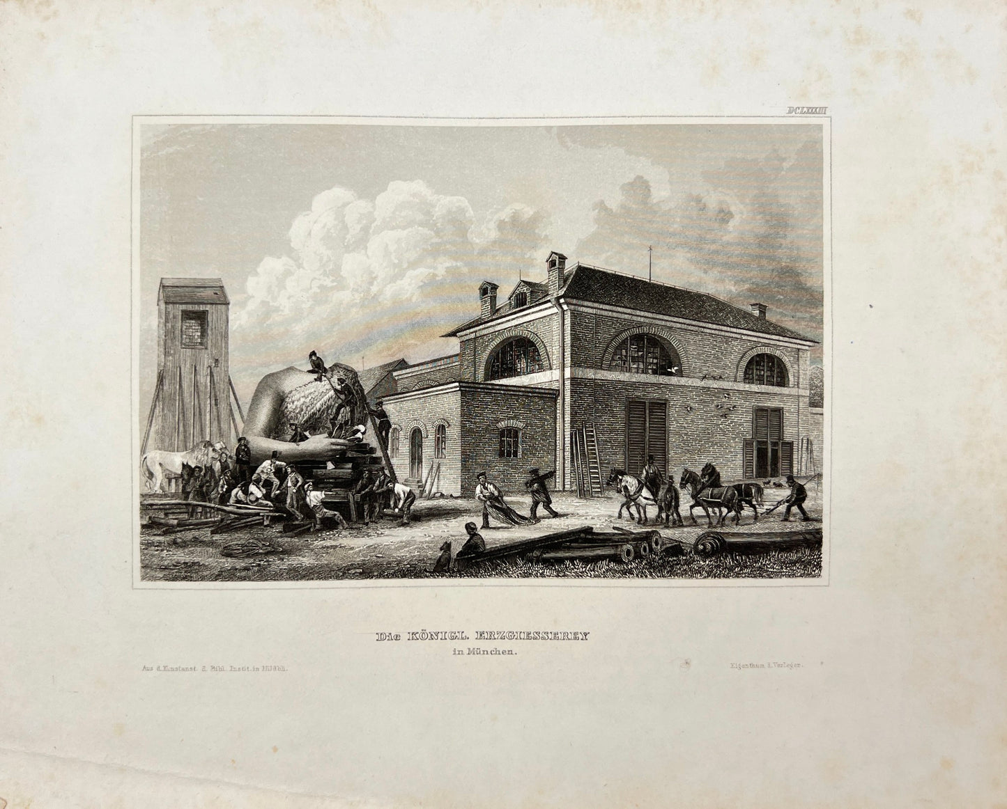 Original Antique Engraving - Karl Reiss - The Royal Ore foundry in Munich - E5