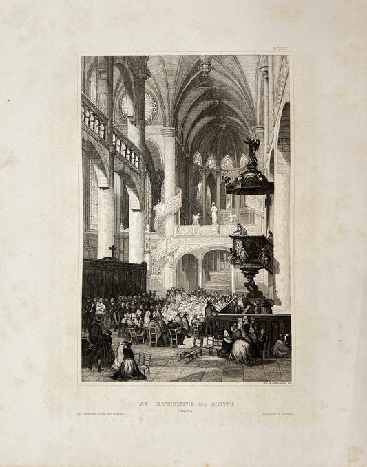 Antique Engraving - Karl Reiss - St. Etienne in Paris-Anonymous-ca - E5