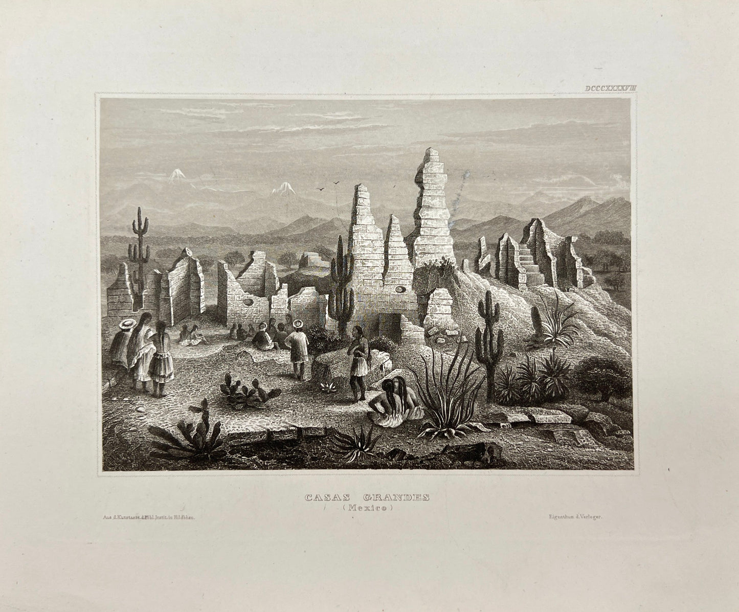 Original Antique Engraving - Karl Reiss - Grander Houses in Mexico - E5