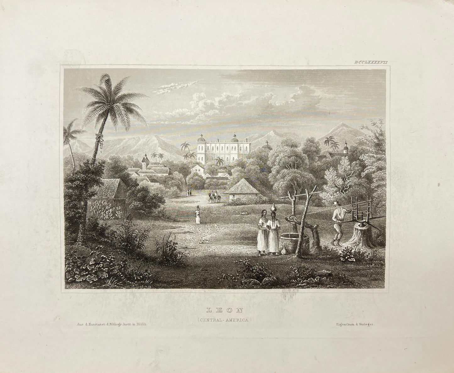 Antique Engraving - Karl Reiss - Leon - Central America - Nicaragua - E5