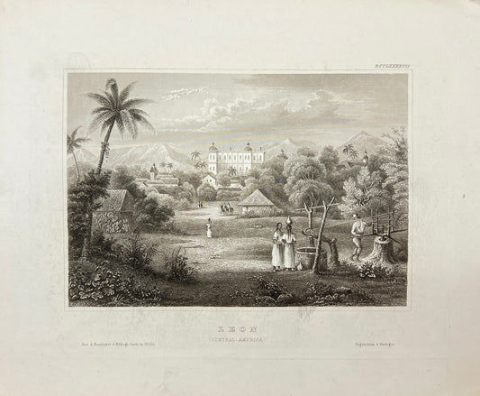 Antique Engraving - Karl Reiss - Leon - Central America - Nicaragua - E5