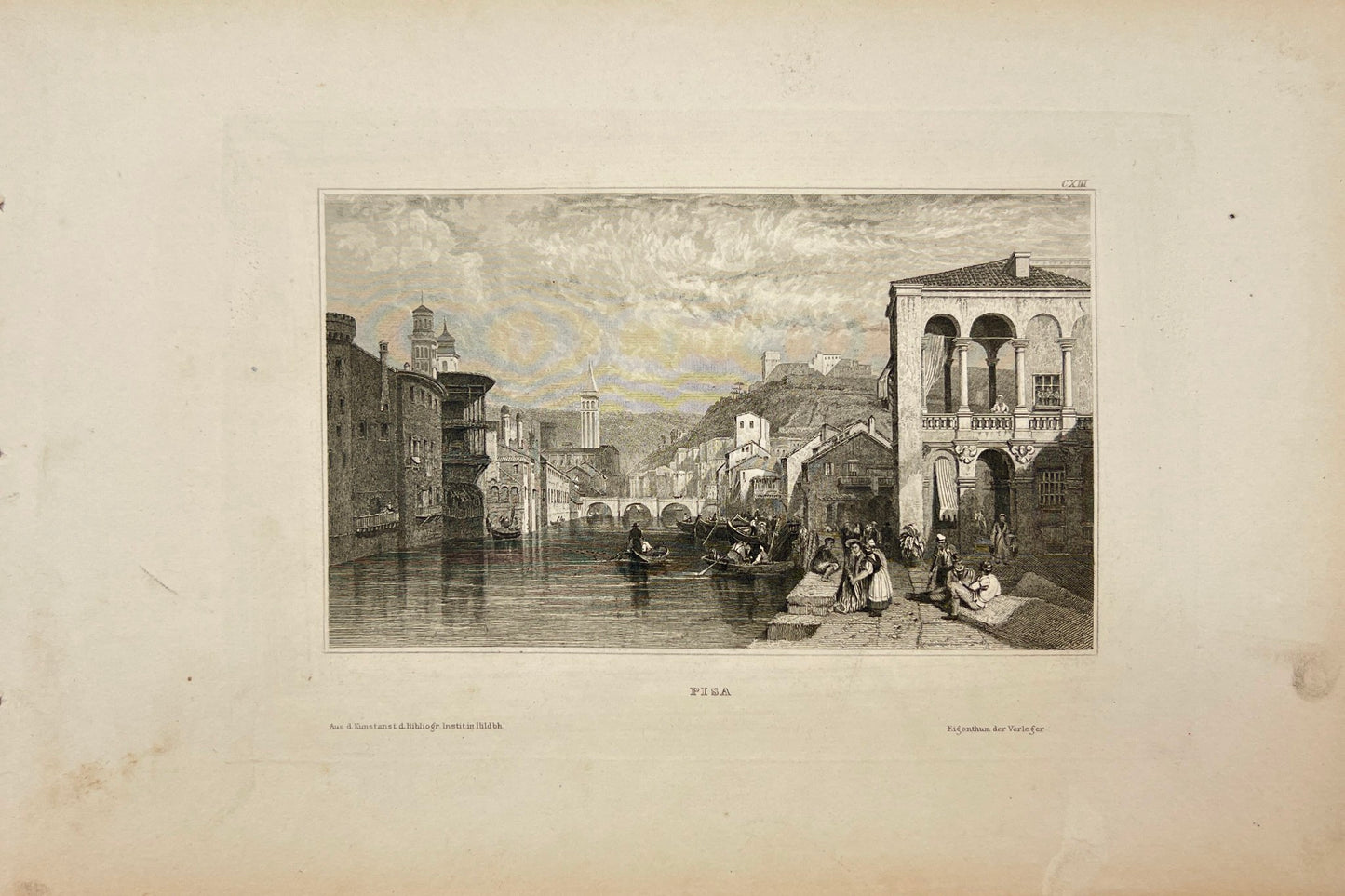 Original Antique Engraving - Karl Reiss - Pisa City - Italy - E5