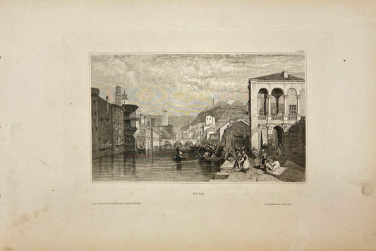 Original Antique Engraving - Karl Reiss - Pisa City - Italy - E5