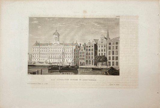 Original Antique Engraving - Karl Reiss - The Royal Palace in Amsterdam - E5