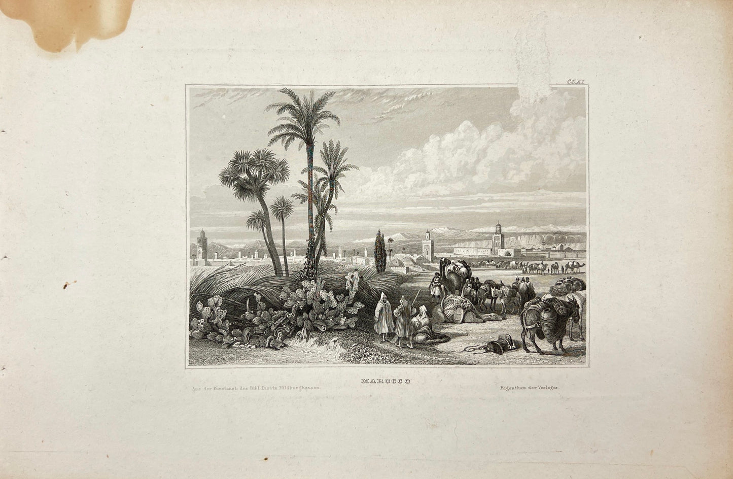 Original Antique Engraving - Karl Reiss - View of Morocco - E5