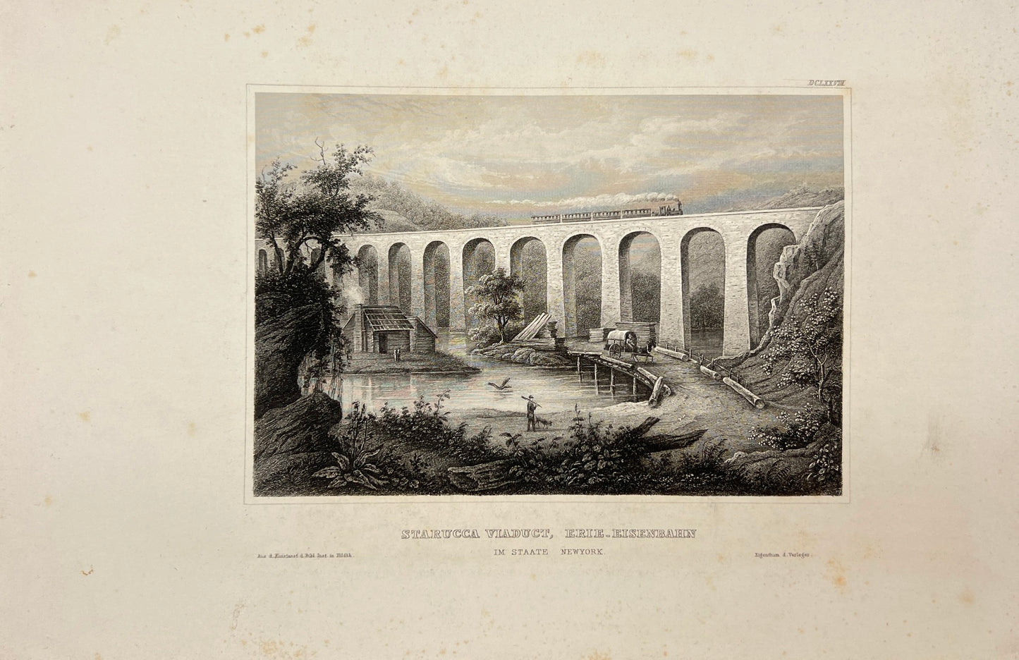 Antique Print - Karl Reiss - Starucca Viaduct, Erie Railroad - New York - E5