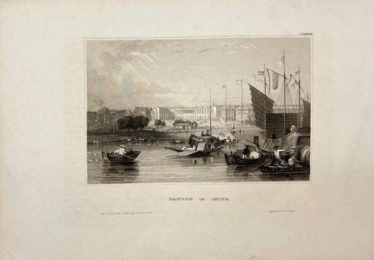 Original Antique Engraving - Karl Reiss - General Form Canton in China - E5