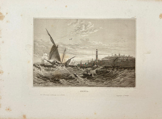 Original Antique Engraving - Karl Reiss - City of Genua - Italy - E5