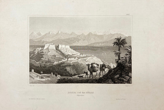 Original Antique Engraving - Karl Reiss - Bugia and the Atlas - Algeria - E5