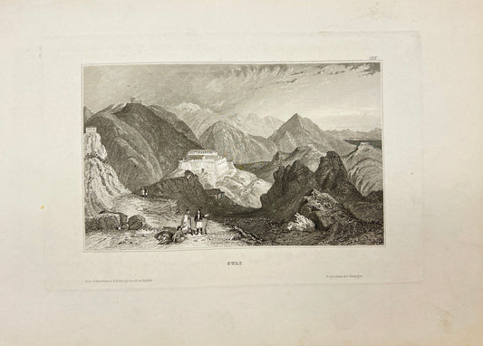 Original Antique Engraving - Karl Reiss - Mount Suli - Greece - E5