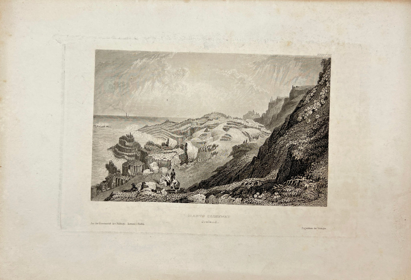 Original Antique Engraving - Karl Reiss - Giants Causeway - Ireland - E5