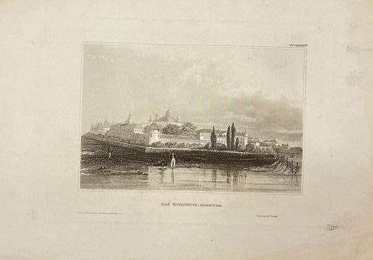 Original Antique Engraving - Karl Reiss - View of The Hipathius. Monastery - E5