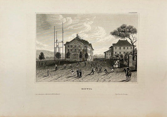 Original Antique Engraving - Karl Reiss - Hofwil Castle - Switzerland - E5