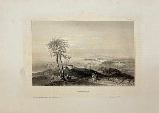 Original Antique Engraving - Karl Reiss - Bombay City - India - E5