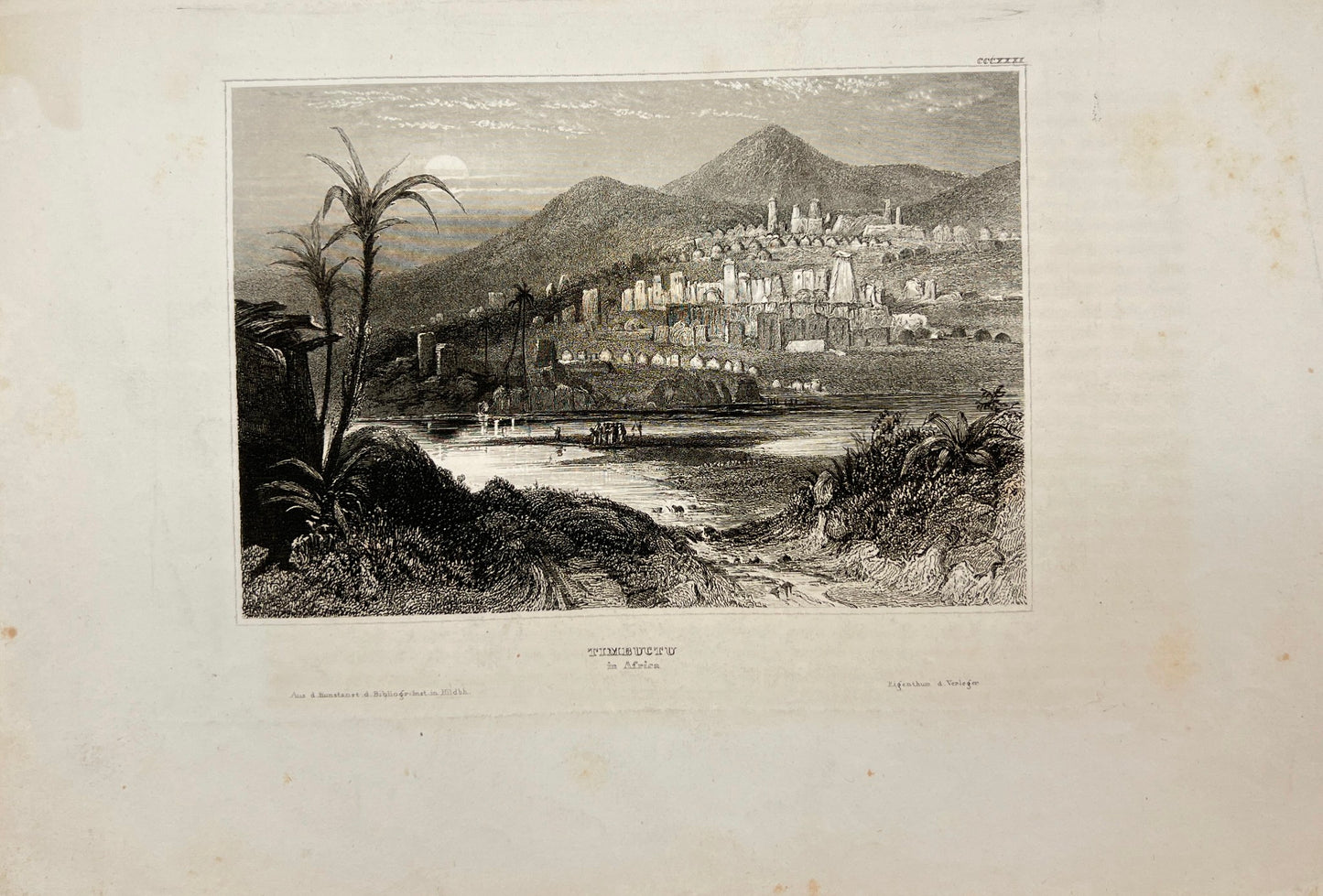 Original Antique Print - Karl Reiss - View of Timbuctu in Africa - E5