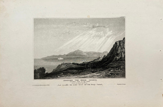Antique Engraving - Karl Reiss - View from Mount Carmel - Israel - E5