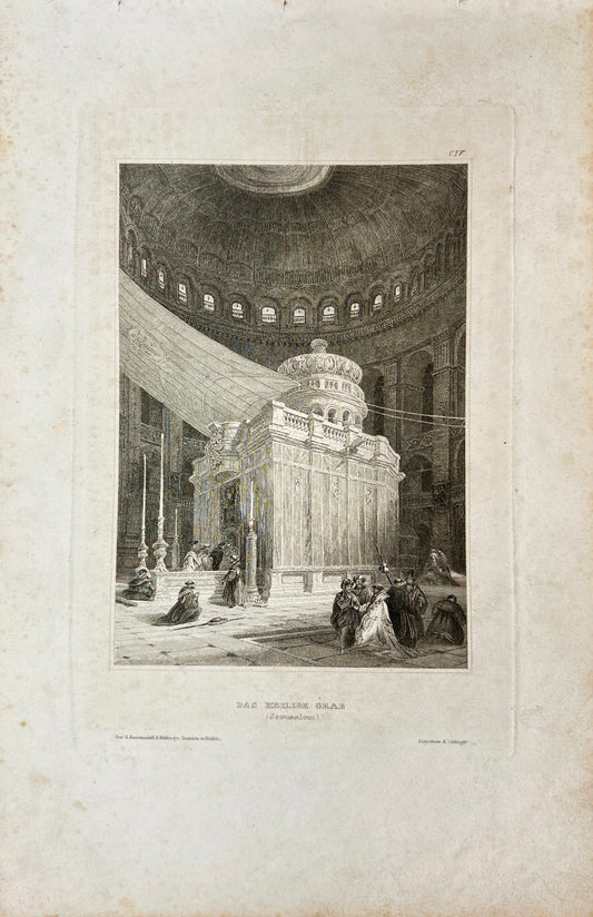 Original Antique Engraving - Karl Reiss - The Holy Sepulcher - Jerusalem - E5
