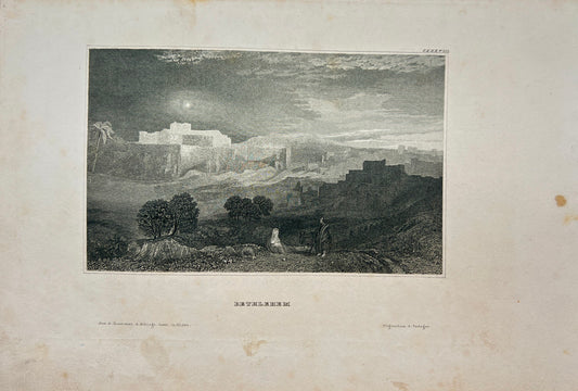 Original Antique Engraving - Karl Reiss - View of Bethlehem - Palestine - E5