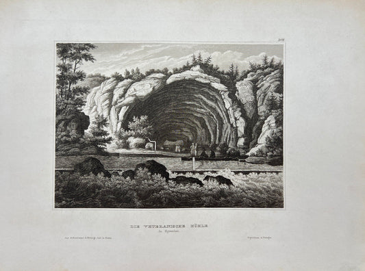 Original Antique Engraving - Karl Reiss - The Veteran Cave in Syria - E5