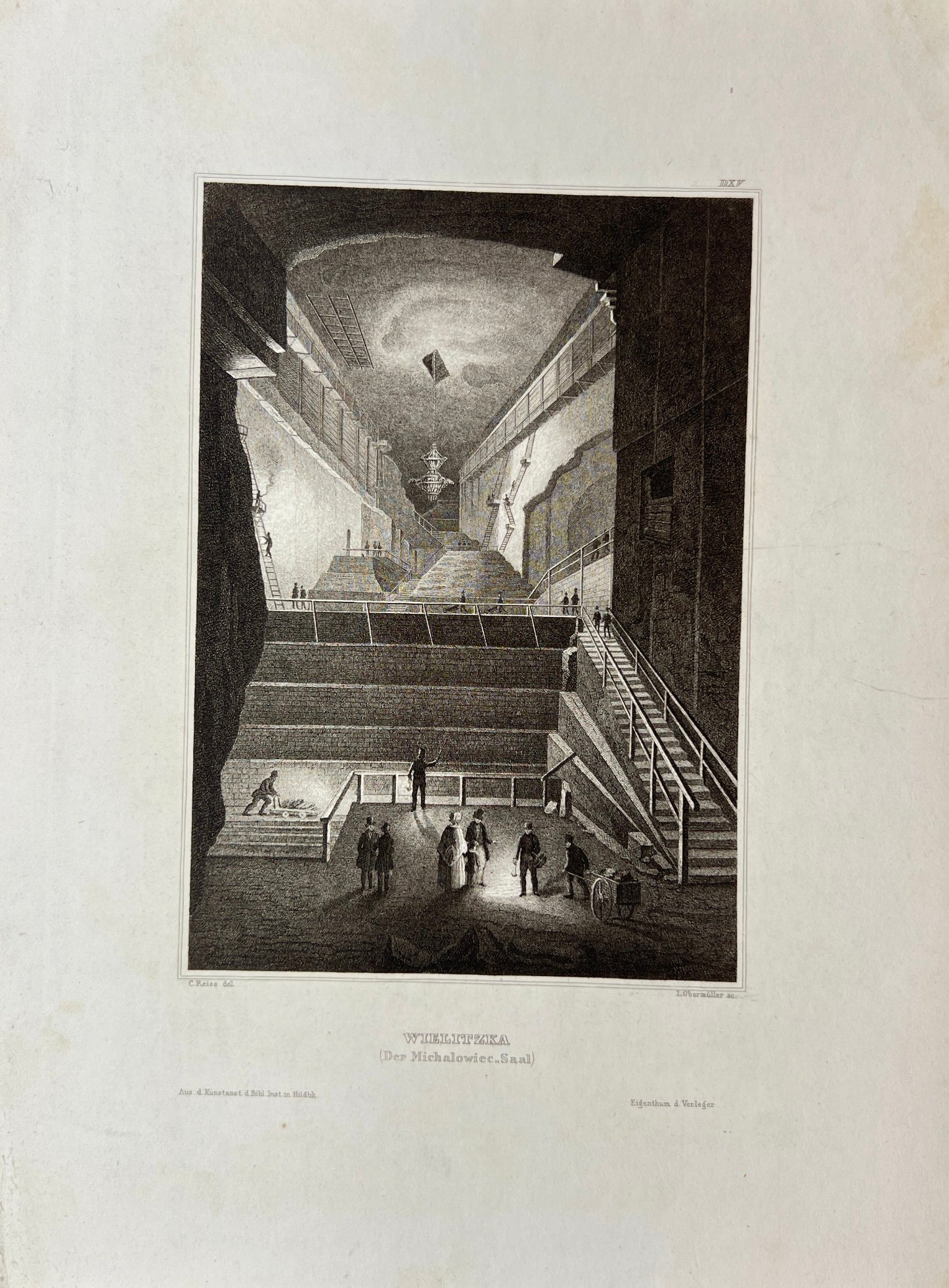 Original Antique Engraving - Karl Reiss - Wielitzka (The Michałowic Hall) - E5