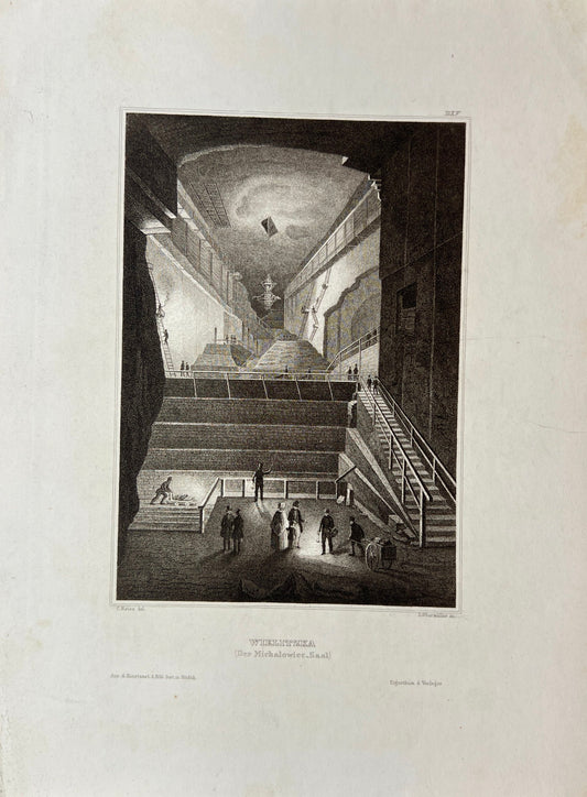 Original Antique Engraving - Karl Reiss - Wielitzka (The Michałowic Hall) - E5