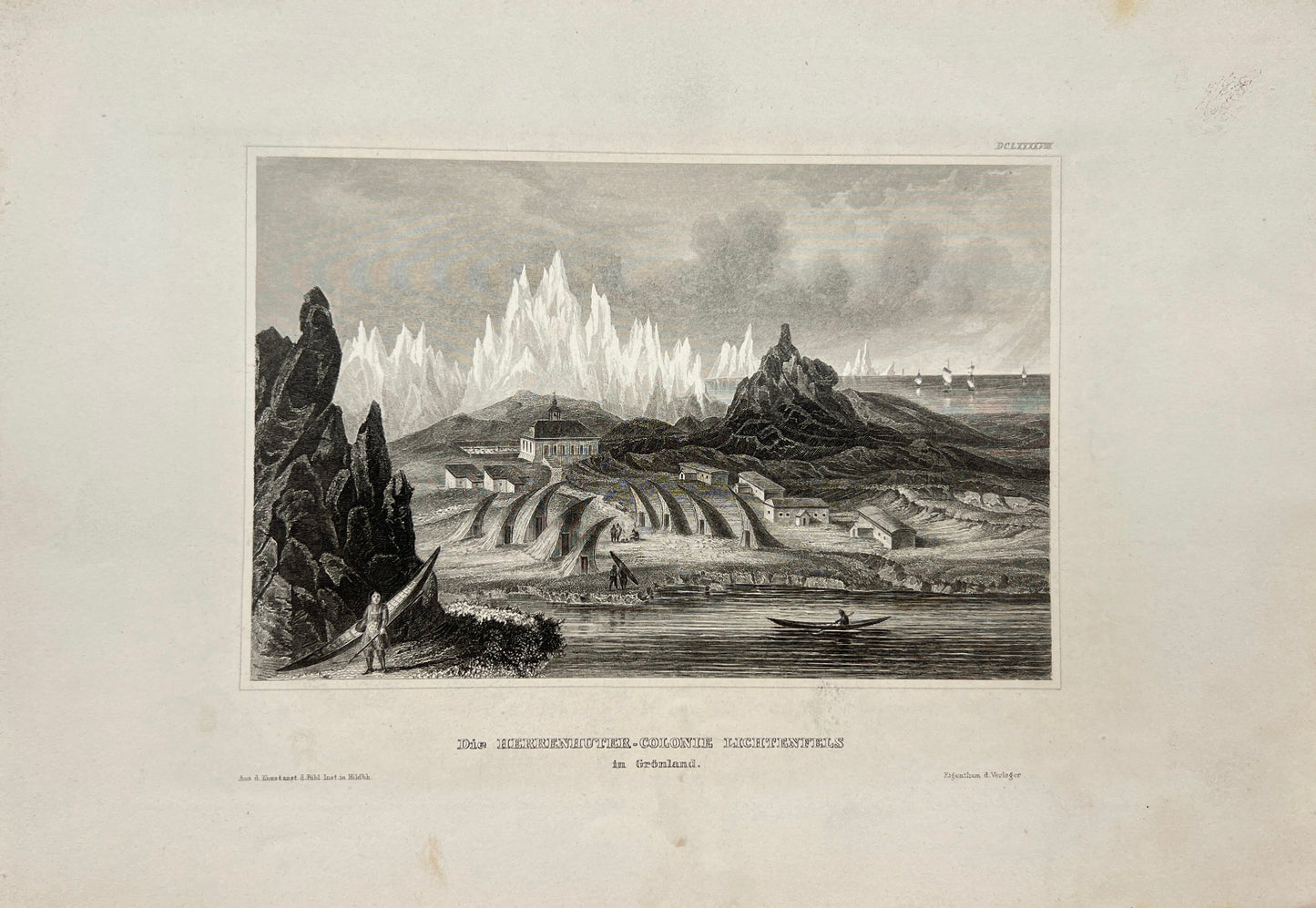 Antique Print - Karl Reiss - The Herrenhuter colony Lichtenfels in Gronland - E5