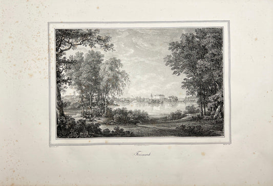 Original Antique Engraving - Ulrik Thersner - View of Elghammar Castle - E3