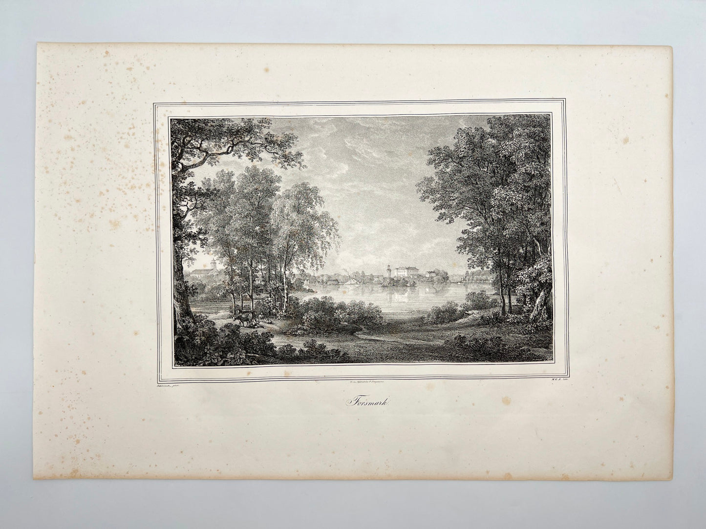 Original Antique Engraving - Ulrik Thersner - View of Elghammar Castle - E3