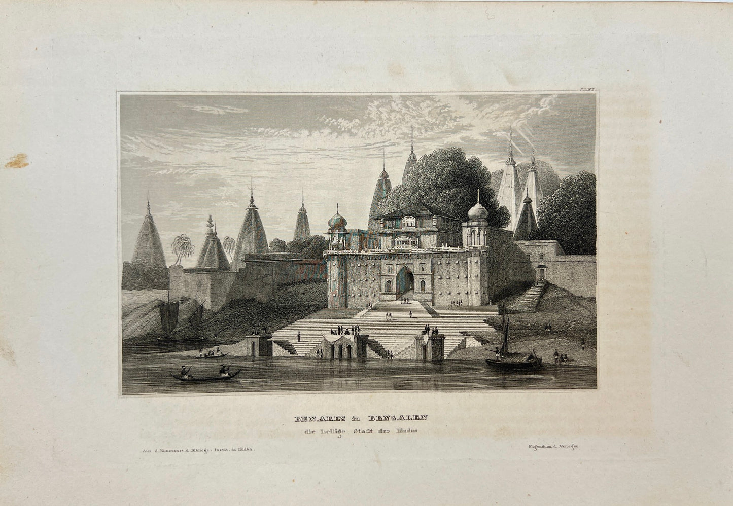 Antique Print - Karl Reiss - Benabes in Bengal the Holy City of the Hindus - E5