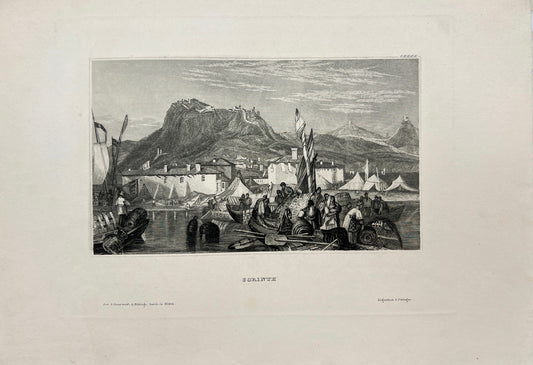 Original Antique Engraving - Karl Reiss - View of Corinth - Greese - E5