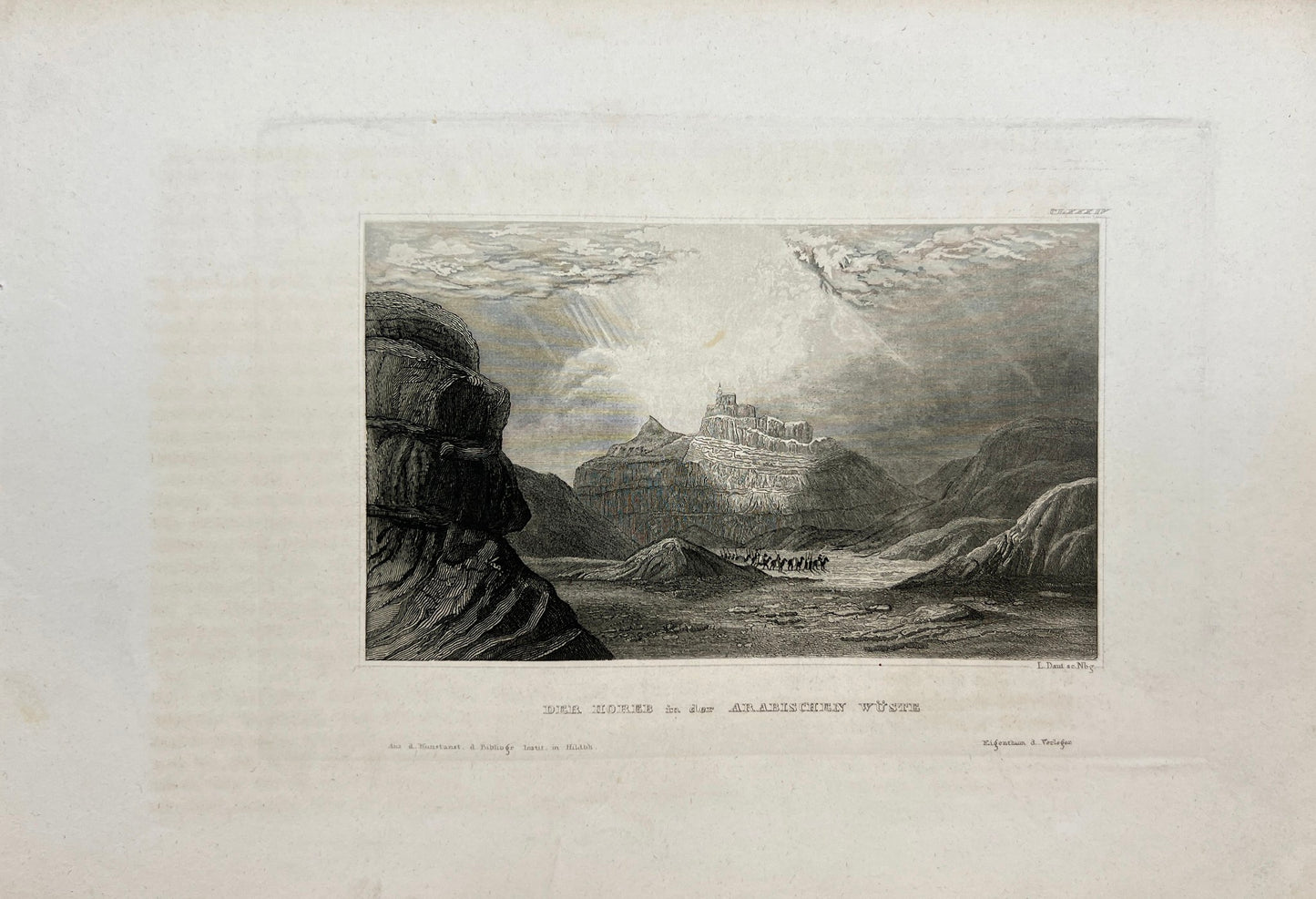 Original Antique Engraving - Karl Reiss - Horeb in the Arabian Desert - E5