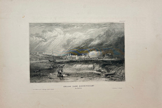 Original Antique Engraving - Karl Reiss - Seida (Old Sidon) in Syria - E5