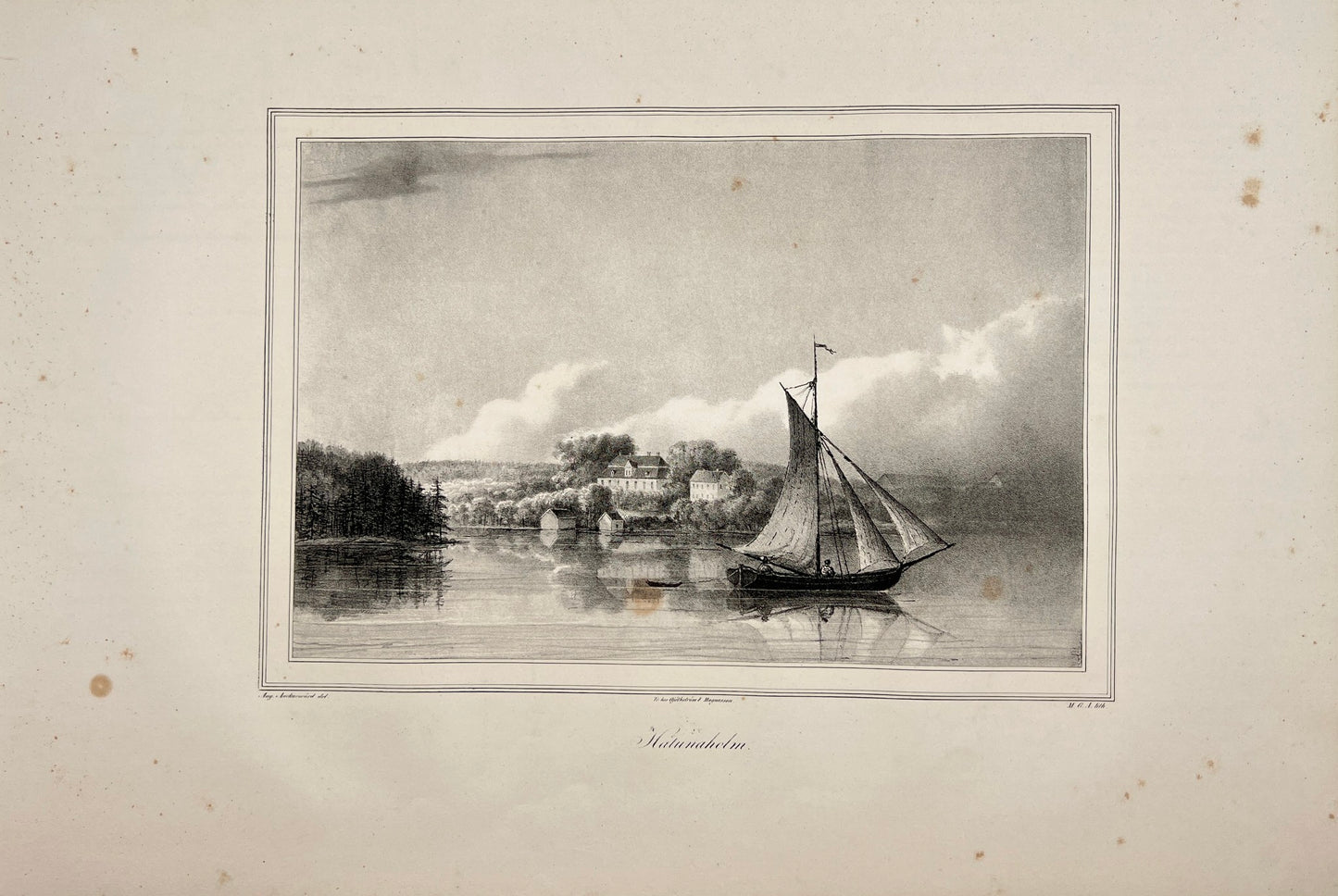 Original Antique Engraving - Ulrik Thersner - View of Hatunaholm's Estate - E3