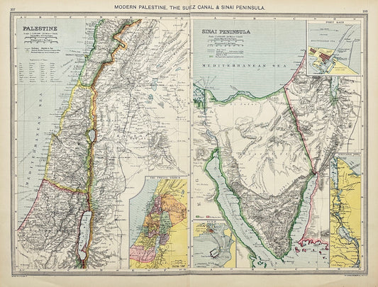 Antique Map - Alfred Harmsworth - Sinai Peninsula - Modern Palestine - G3