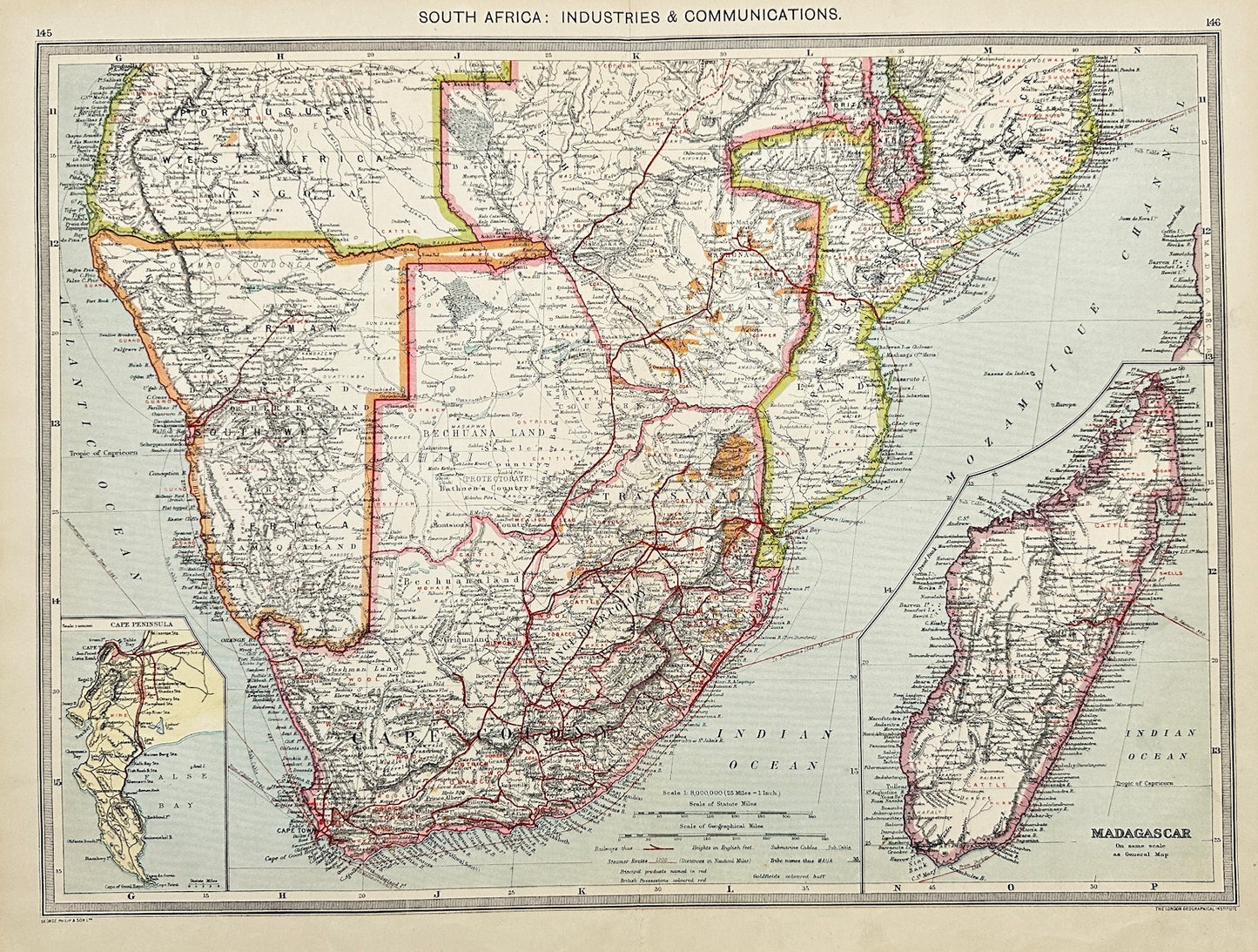 Original Antique Map - George Philip - South Africa - George Philip & Son - G3