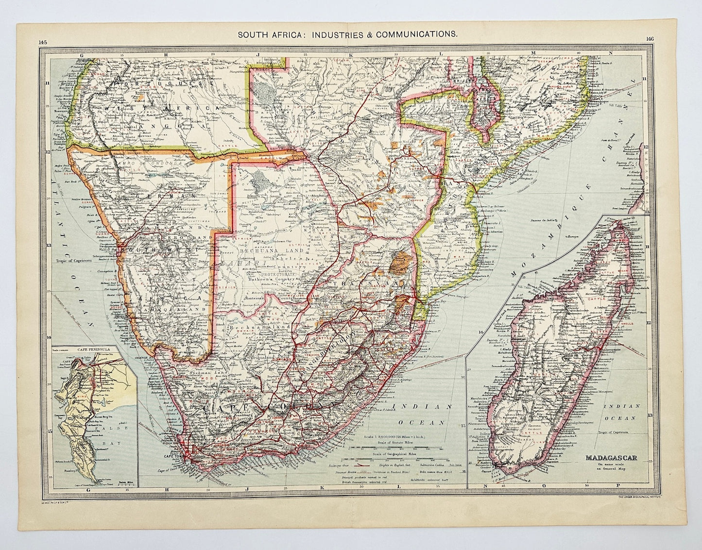Original Antique Map - George Philip - South Africa - George Philip & Son - G3