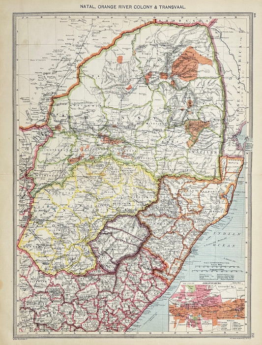 Original Antique Map - Alfred Harmsworth - Natal - Brazil - Transvaal - G3