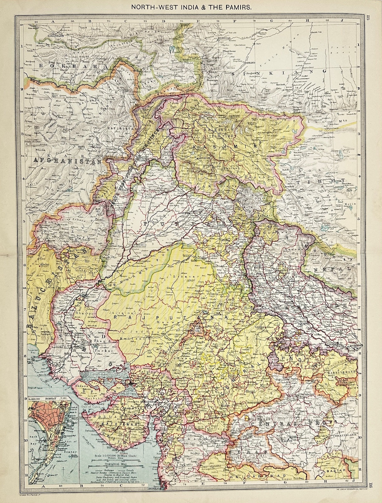 Original Antique Map - Alfred Harmsworth - North-West India & the Pamirs - G3