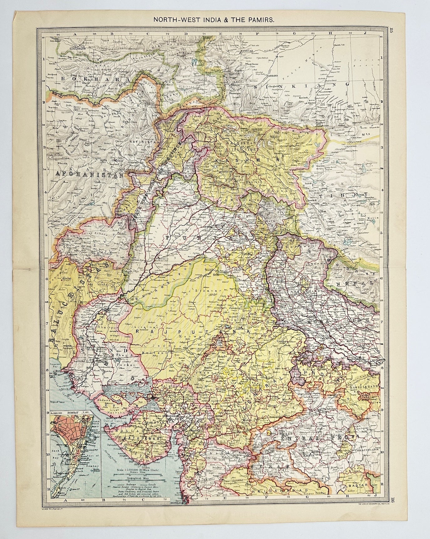 Original Antique Map - Alfred Harmsworth - North-West India & the Pamirs - G3
