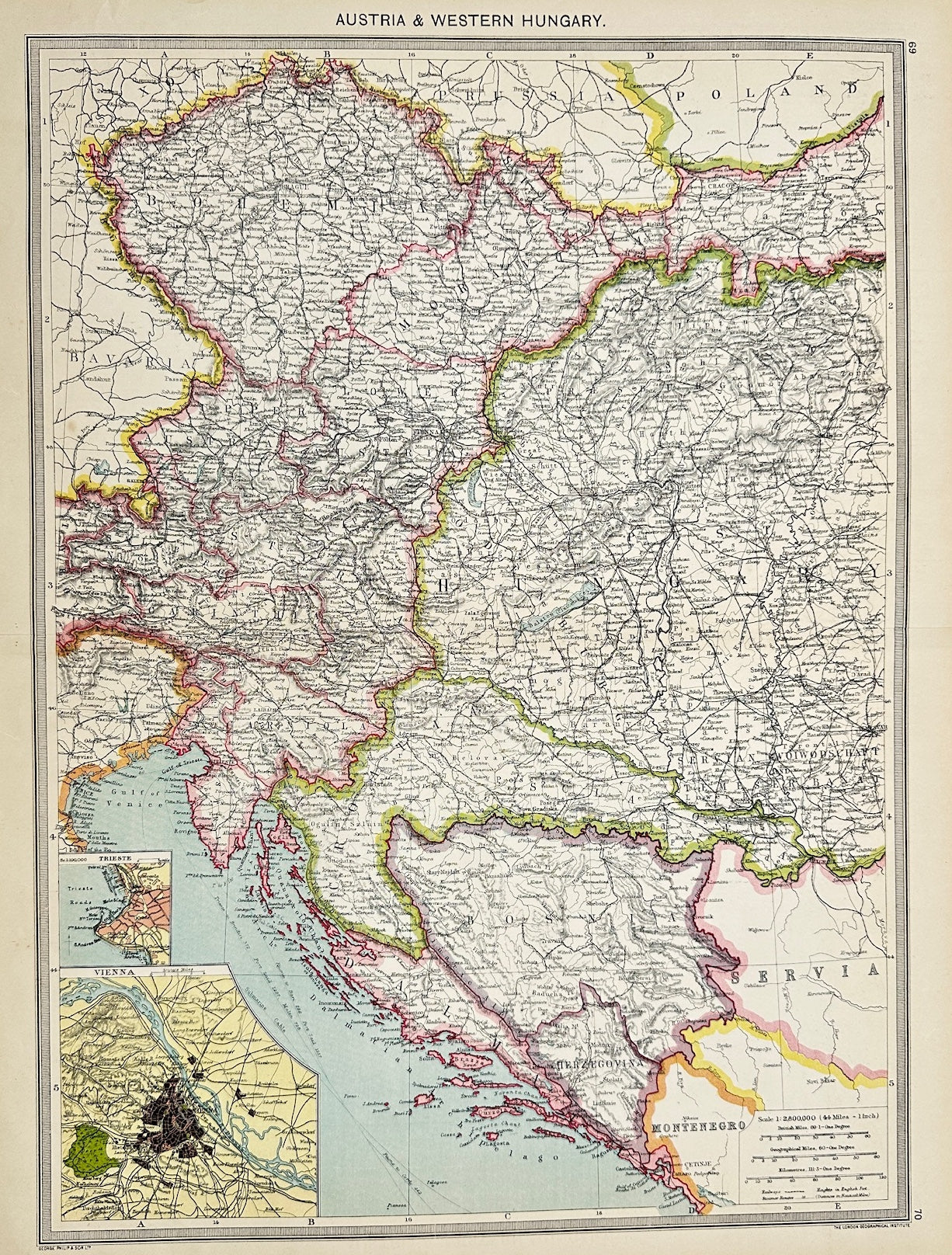 Original Antique Map - Alfred Harmsworth - Austria & Western Hungary - G3