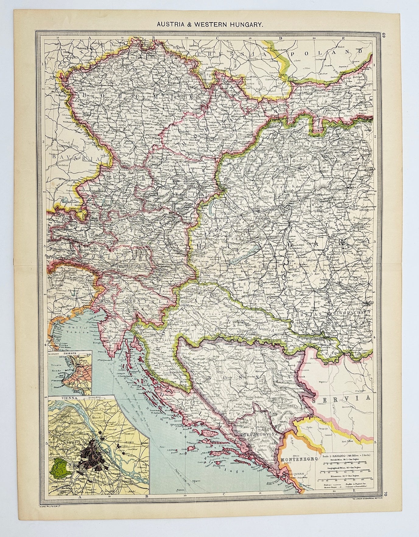Original Antique Map - Alfred Harmsworth - Austria & Western Hungary - G3