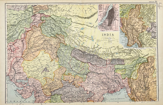 Original Antique Map - George Washington Bacon - North India - Bengal - G3