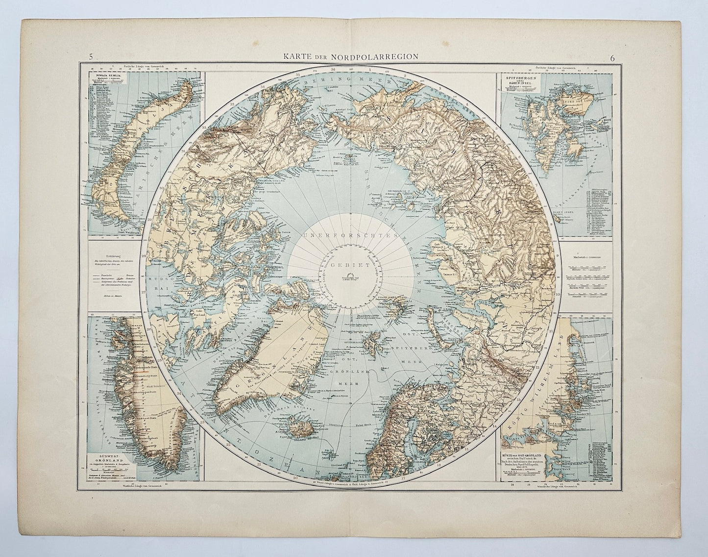 Original Antique Map - John Bartholomew - Map of the North Polar Region - G3
