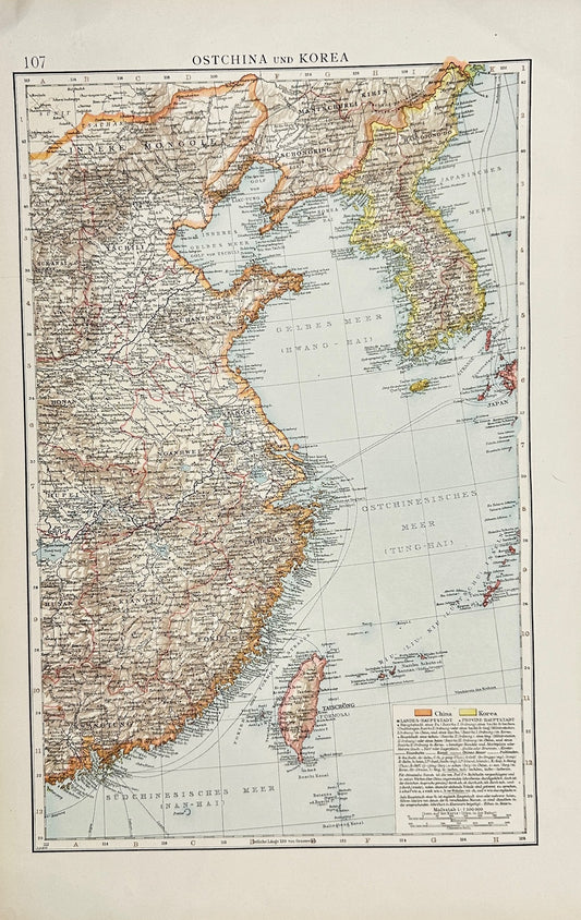 Original Antique Map - The Times Atlas - Eastern China and Korea - G3