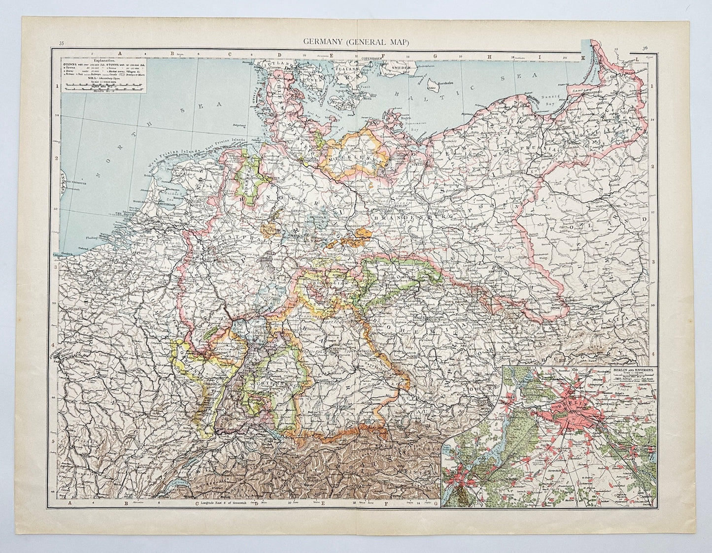 Original Antique Map - Richard Andree - Germany, General Map - Berlin - G3