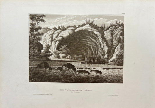 Original Antique Engraving - Karl Reiss - The Veteran Cave in Syrmia - E5
