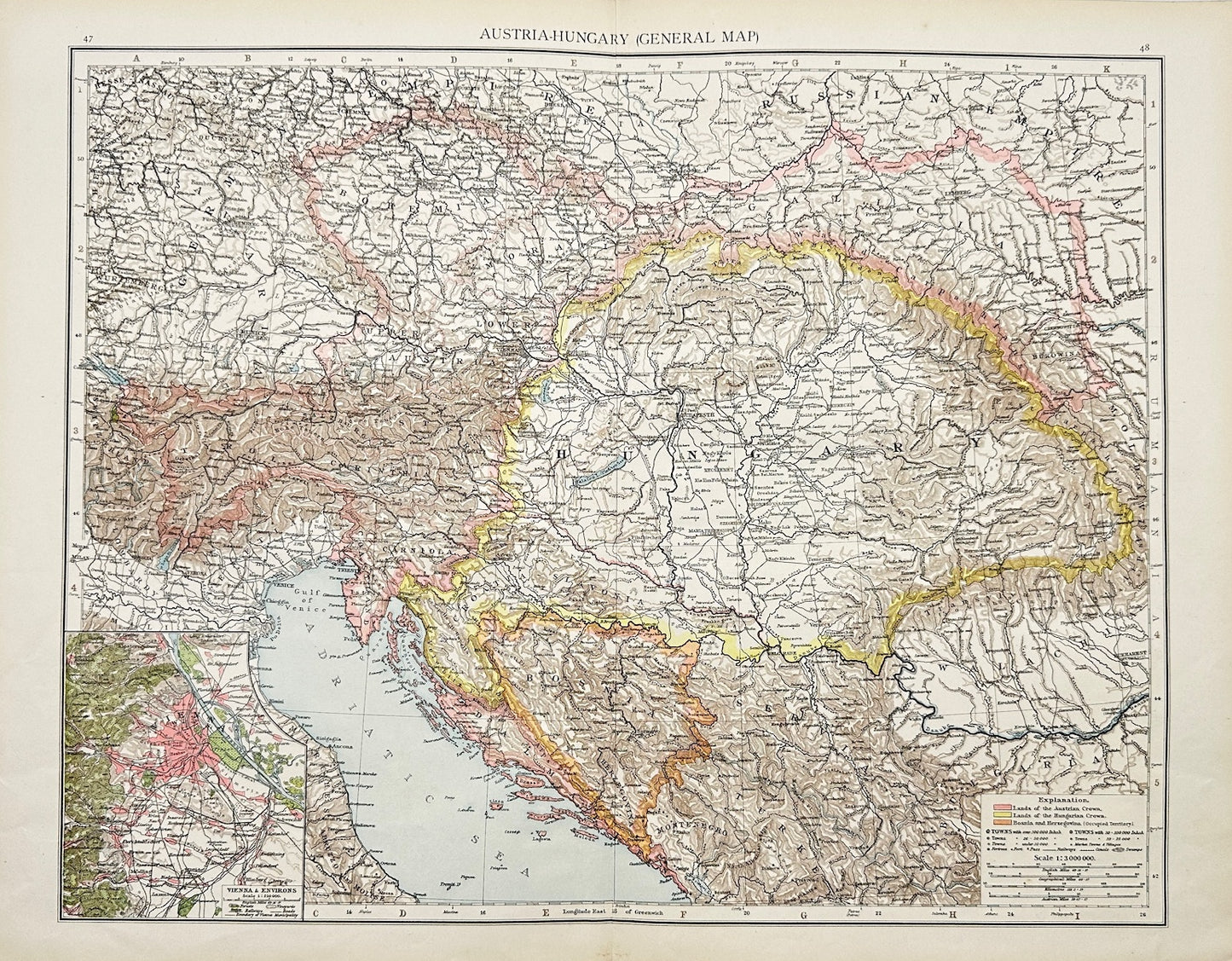 Original Antique Map - Richard Andree - Austria-Hungary General Map - G3