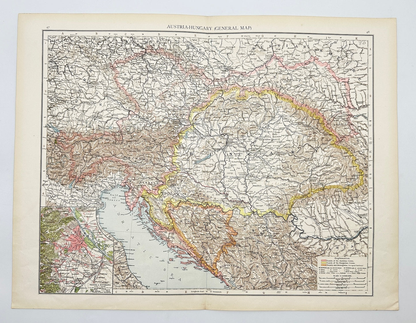Original Antique Map - Richard Andree - Austria-Hungary General Map - G3