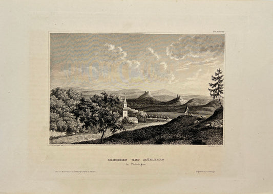Antique Engraving - Karl Reiss - Gleichen and Muhlberg in Thiiringen - E5